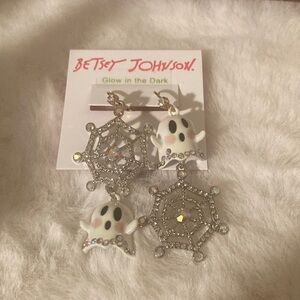 Betsey Johnson Ghost & Spiderweb Earrings